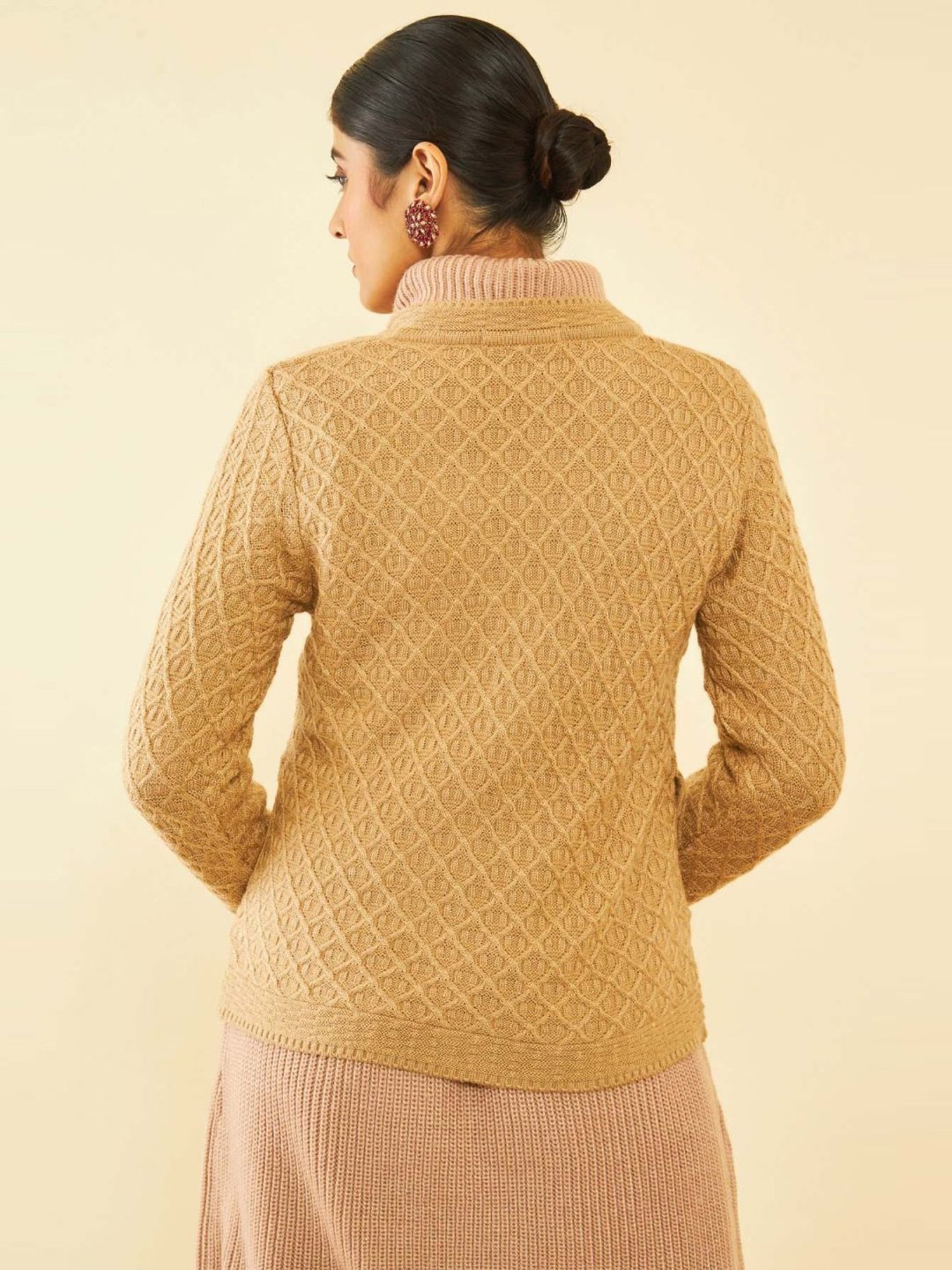 Soch Beige Self Pattern Cardigan