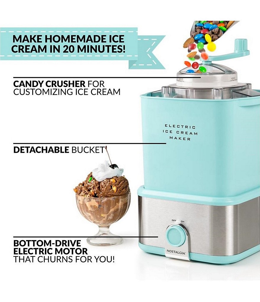 Nostalgia Electrics 2-Quart Ice Cream Maker with Candy Crusher