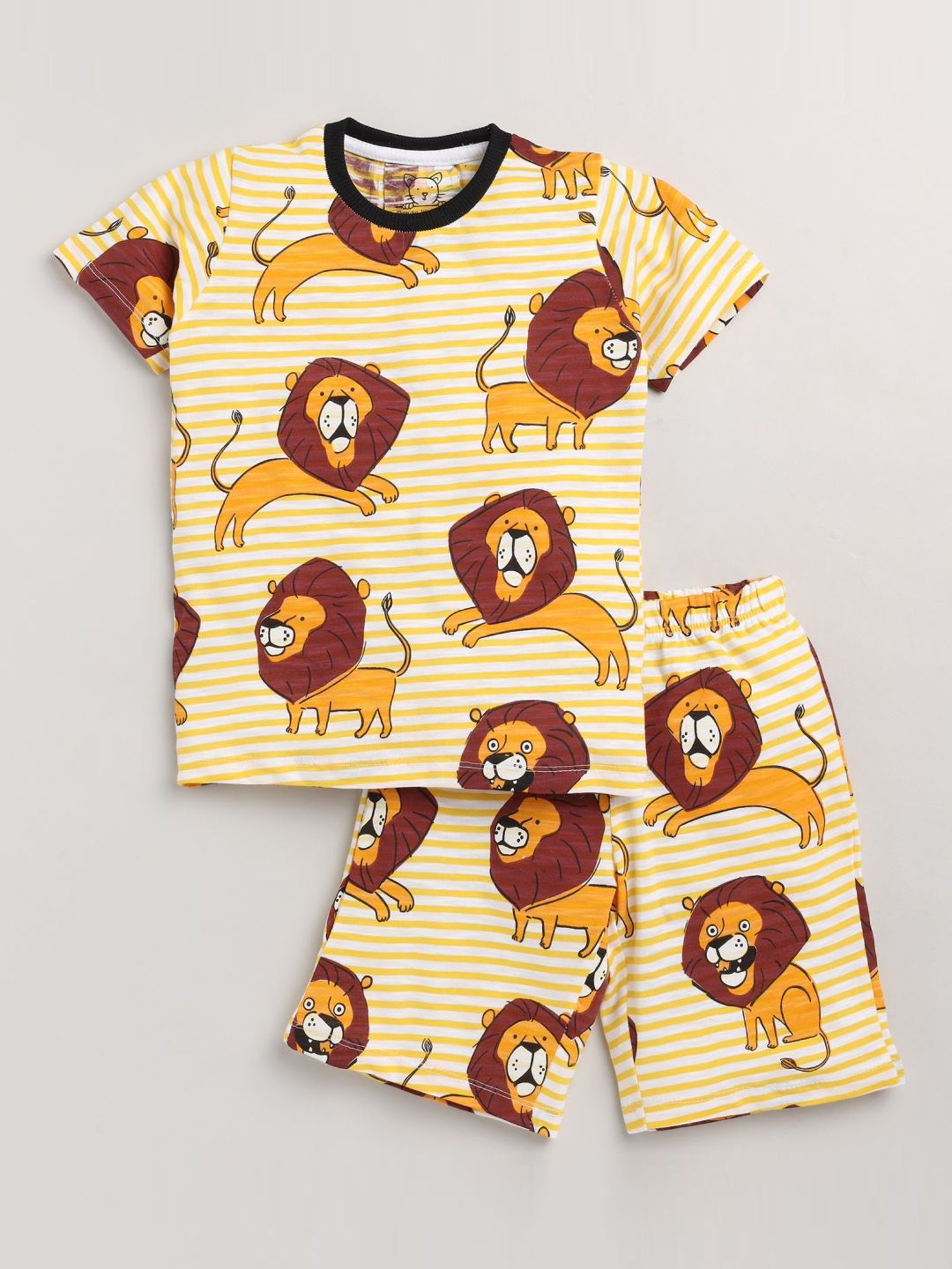 Lazy Shark Kids Yellow Printed T-Shirt & Shorts