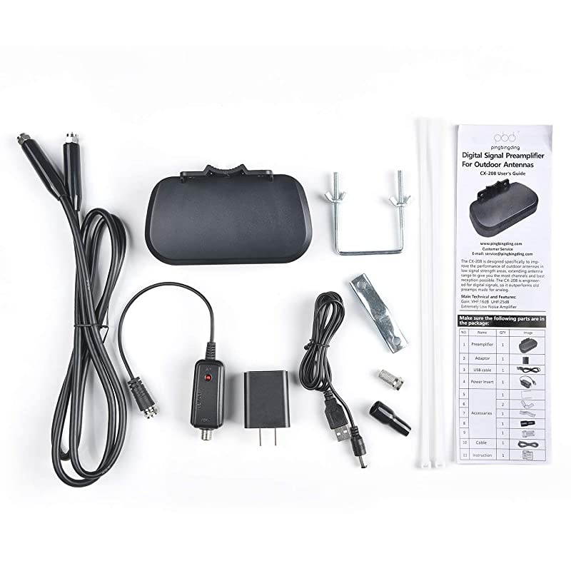 HDTV Preamplifier, TV Antenna Amplifier Signal Booster, HD Digital VHF UHF Amplifier, with 4G LTE Filter