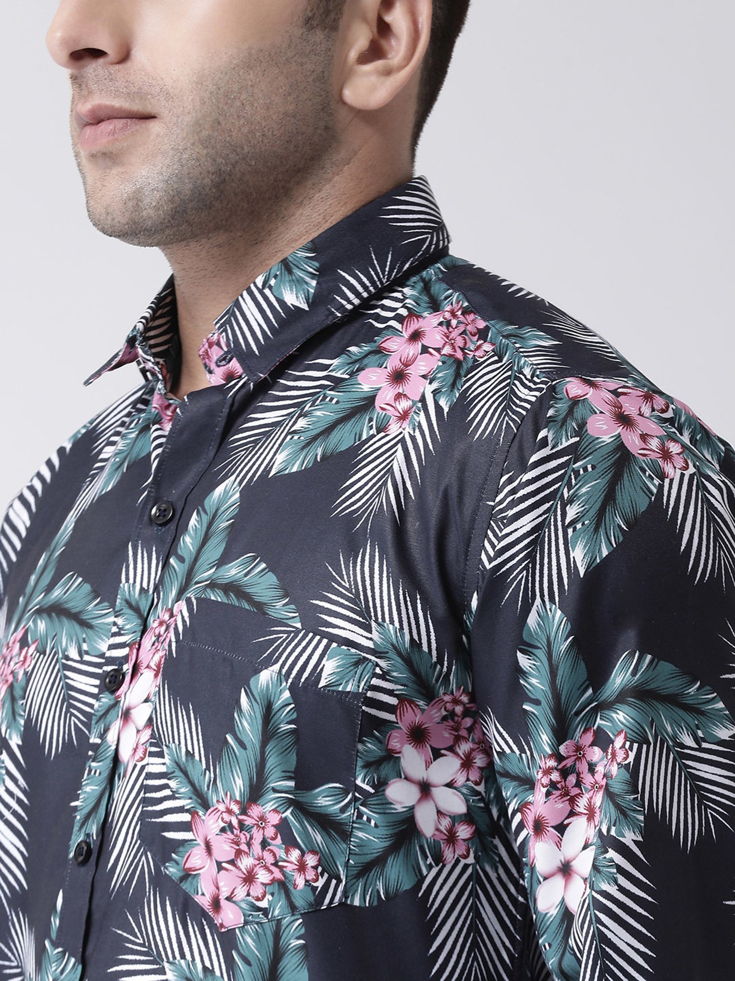Hangup Plus Black Slim Fit Printed Shirt