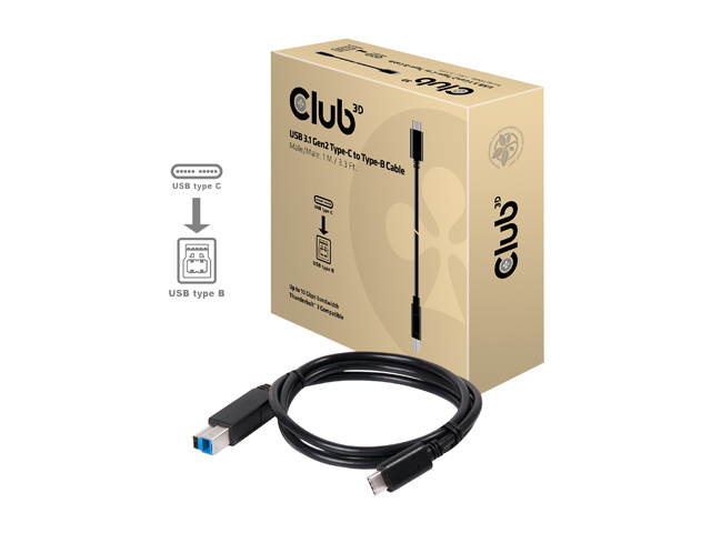 Club3D CAC-1524 1m USB 3.1 Gen2 Type-C to Type-B Cable 1M./3.3Ft. M/M