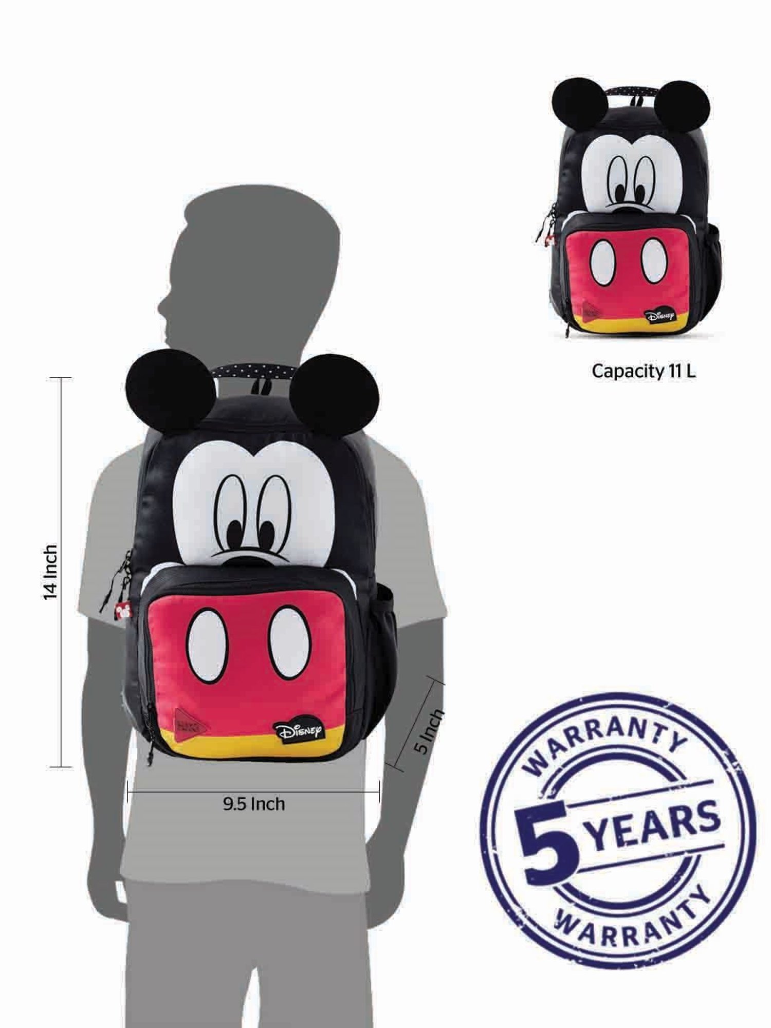 Wiki Back to School Champ 1 Black Polyester Printed Backpack - 11 Ltrs