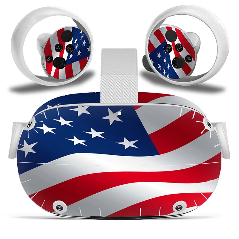 Amify Vinyl Skin Sticker for Oculus Quest 2 VR Headset Controller PVC Decals Cute Cartoon Wrap Cover for Oculus Quest 2 Accessories