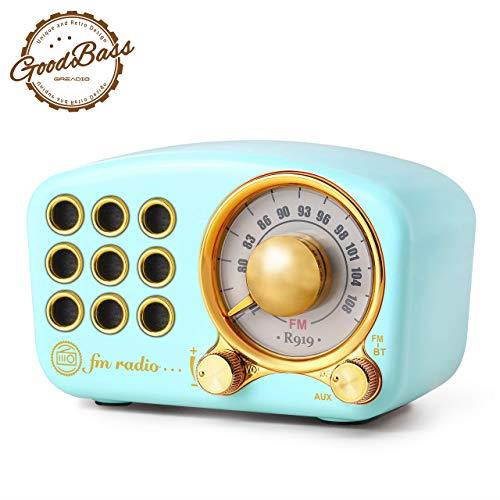 Retro Bluetooth Speaker Vintage Radio FM Radio with Old Fashioned Classic Style Strong Bass Enhancement Loud Volume Bluetooth 42 Wireless Connection TF Card and MP3 Player Blue
