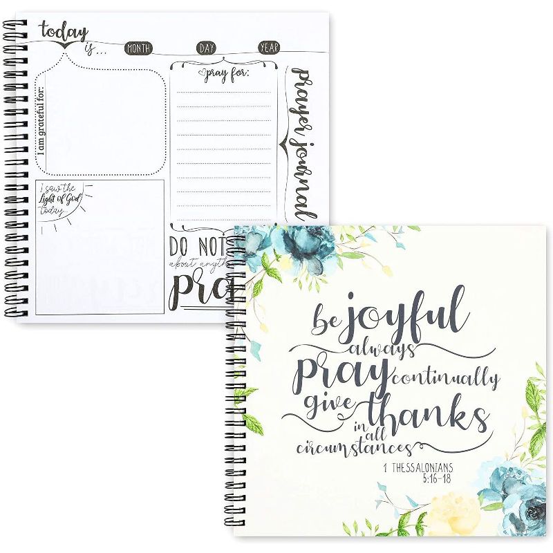 Faithful Finds Religious Prayer Journal, Spiral Floral Notebook, 8.8 x 8.5 in