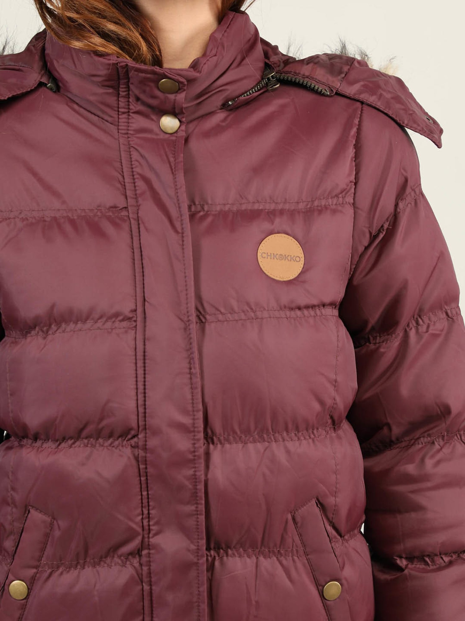 Chkokko Maroon Quilted Jacket