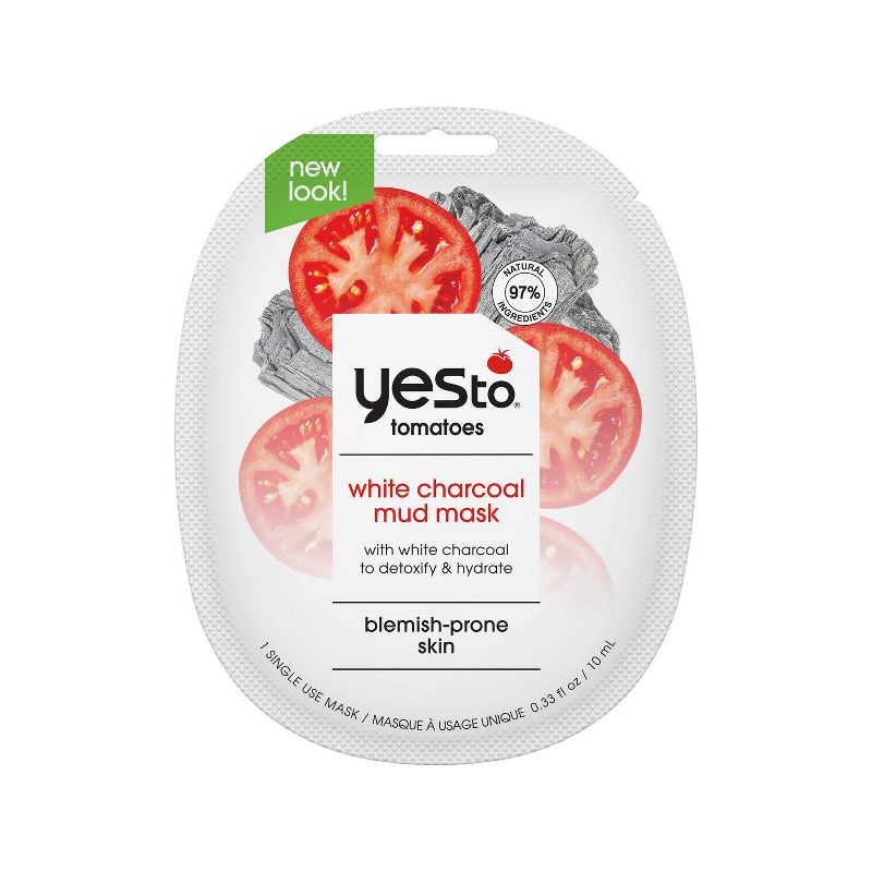 Yes To Tomatoes Detoxifying & Hydrating White Charcoal Mud Mask - 0.33 fl oz