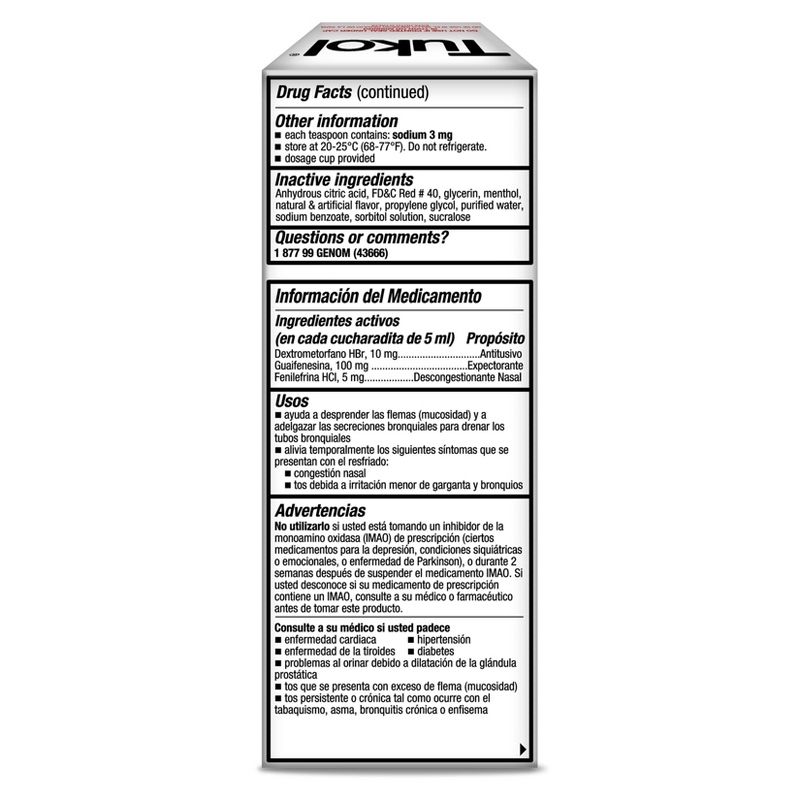 Tukol Extra Strength Multi Symptom Cold Relief Liquid - Dextromethorphan - 4 fl oz