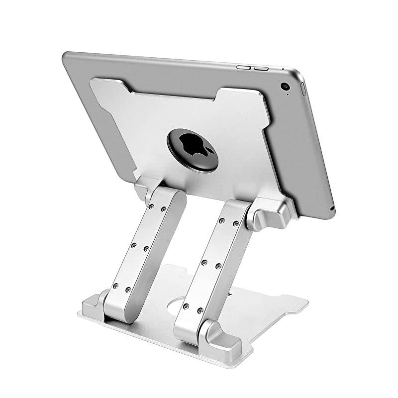 Quality Tablet StandAdjustable Foldabele EyeLevel Aluminum Solid Up to 15in Tablets Holder for Microsoft Surface Series TabletsiPad SeriesSamsung Galaxy Tabs Kindle FireEtcSilver