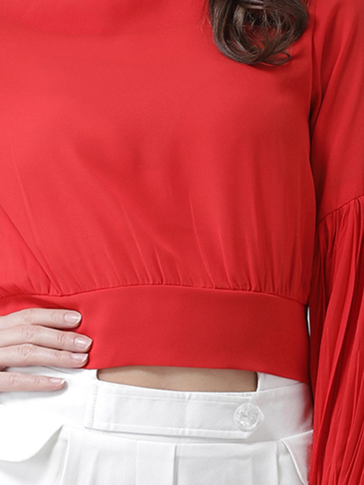 KASSUALLY Red Relaxed Fit Crop Top