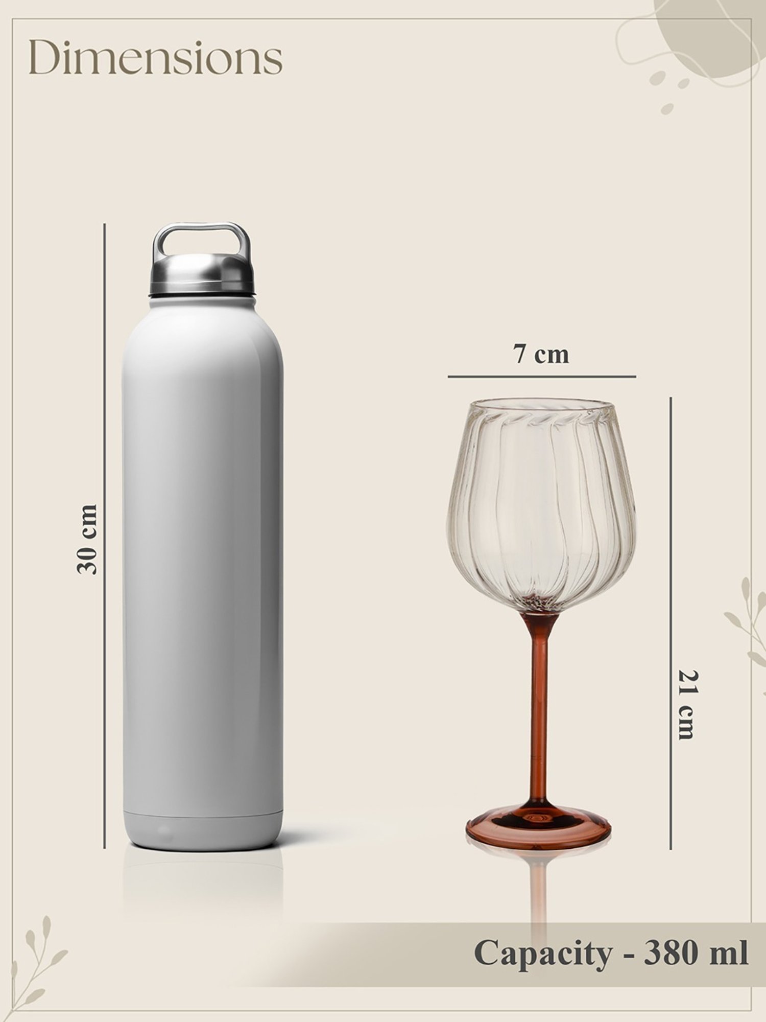 Trovea's Ribbed Dual Tone Transparent Glass Wine Glass - Set of 4