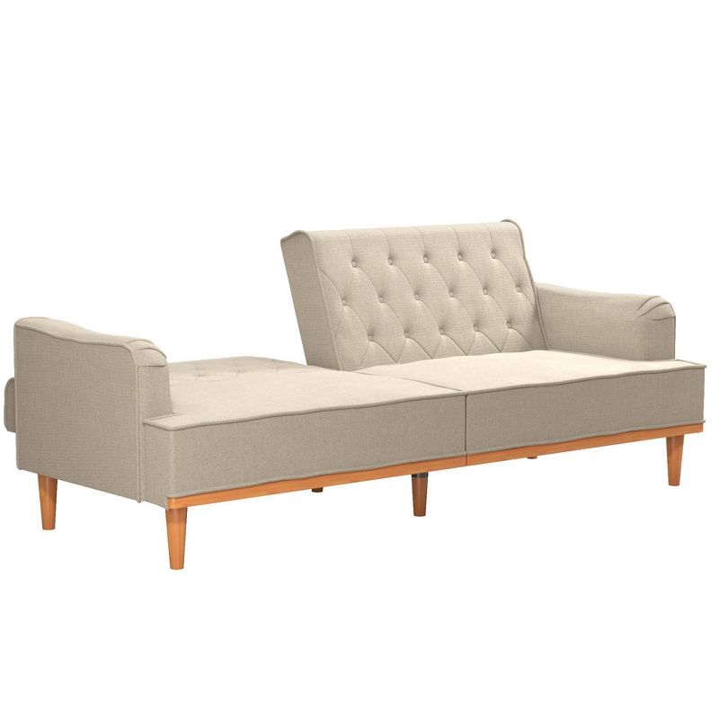 Stella Vintage Convertible Sofa Bed Futon Tan Linen - Mr. Kate