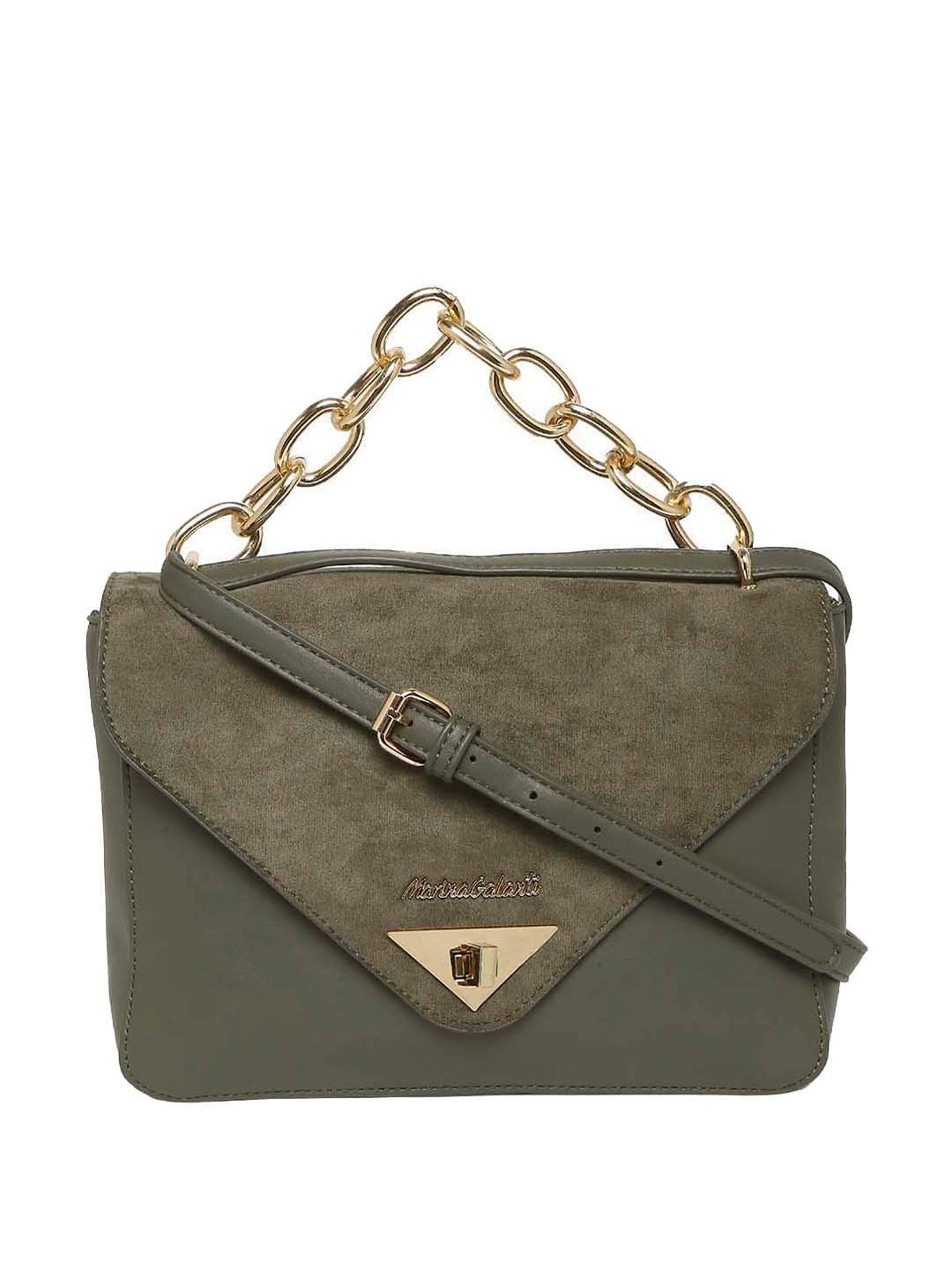 Marina Galanti Olive Solid Medium Satchel Handbag