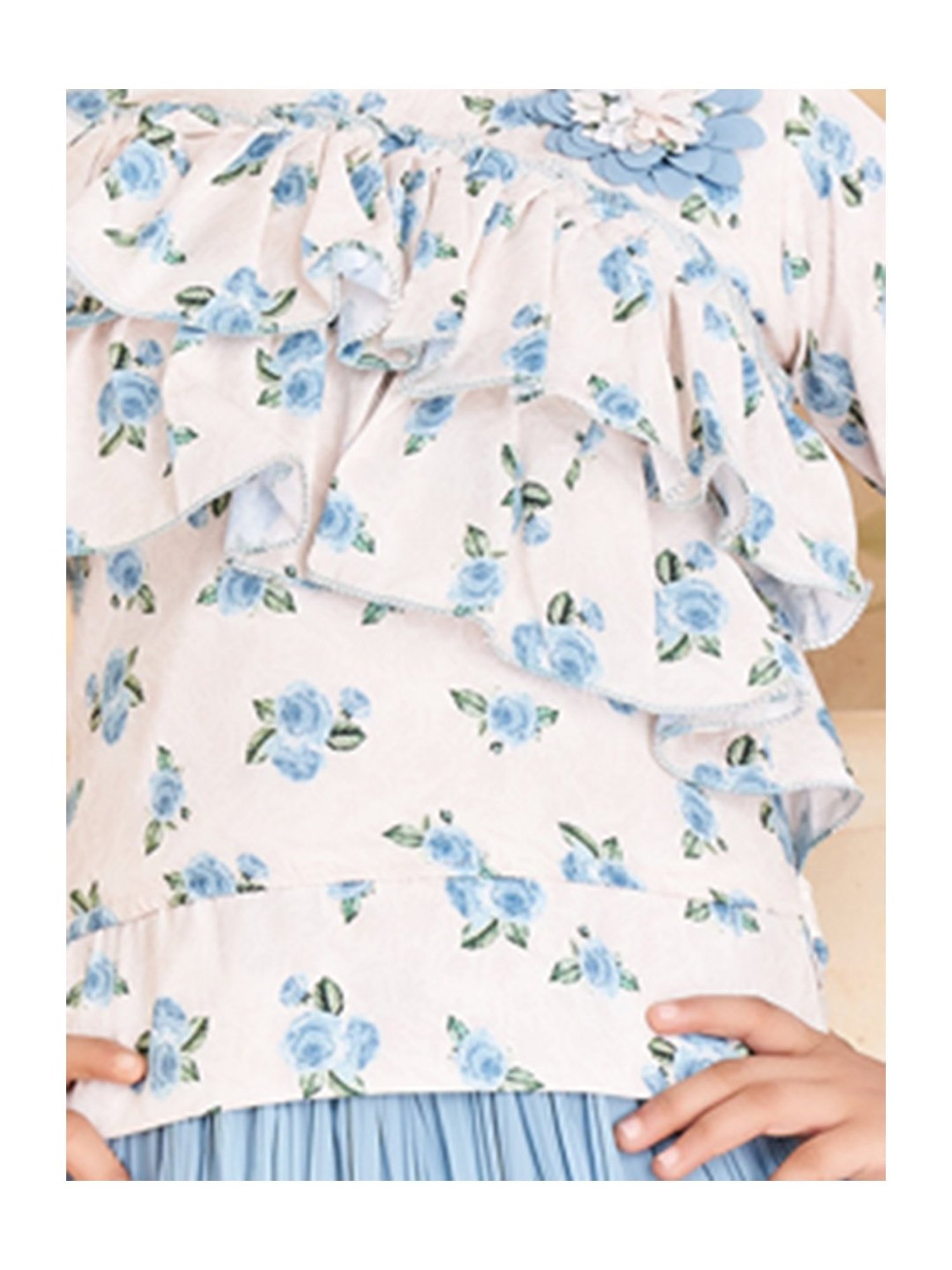 Peppermint Kids Peach Printed Top, Inner with Pants