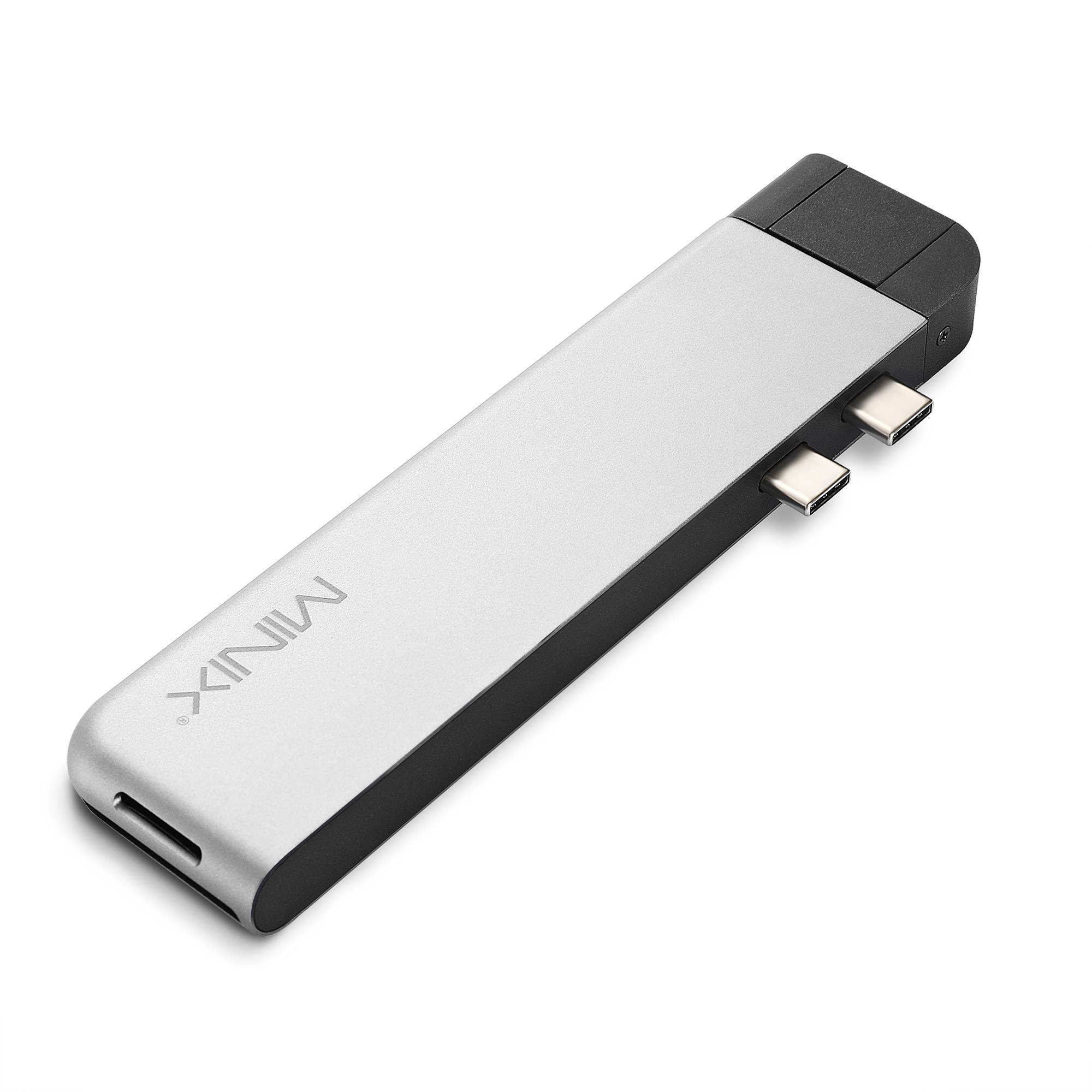 MINIX NEO C-D Pro &nbsp;Aluminum USB C multiport Adapter for Apple Macbook and Macbook Pro USB 3.0 Ports*3, 4K HDMI Ports, Gigabit Ethernet LAN,SD/micro SD Card Reader,USB-C Charging  Gray/Silver