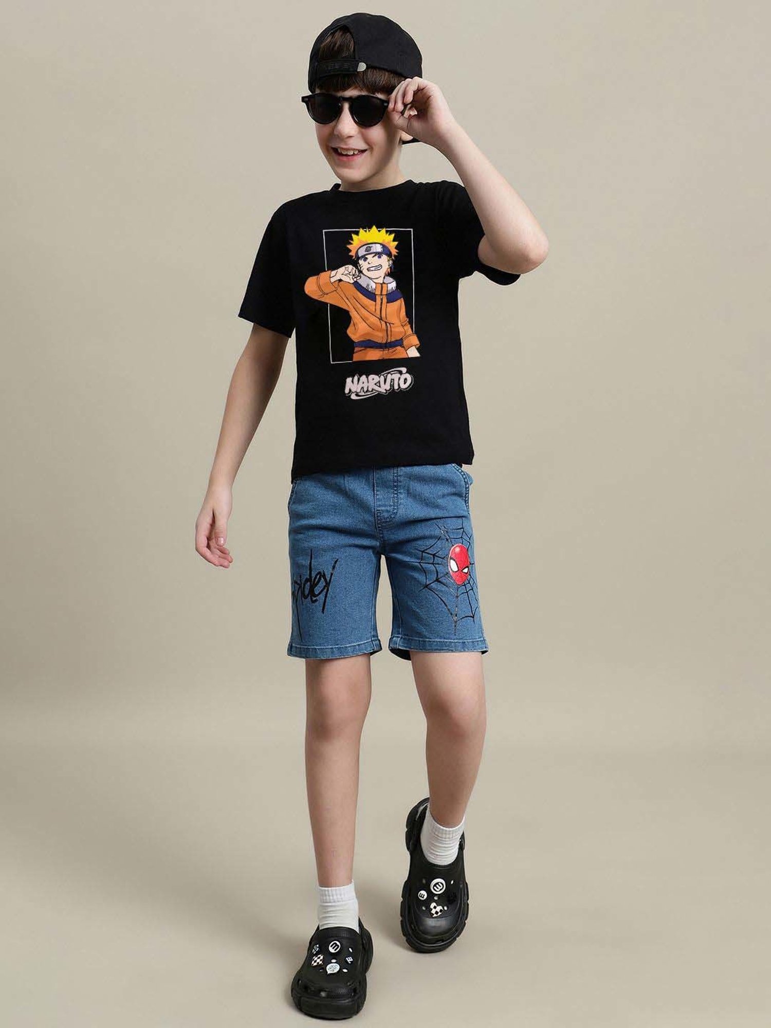 Kidsville Boys Black Cotton Printed T-Shirt