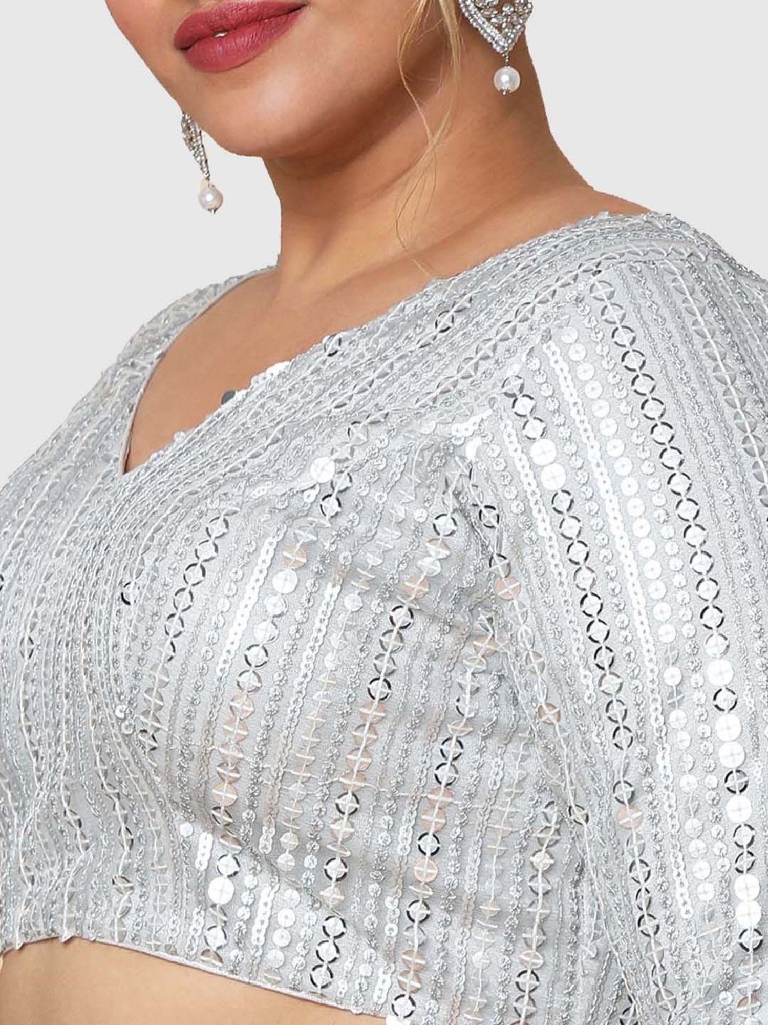 Salwar Studio Silver Embellished Blouse