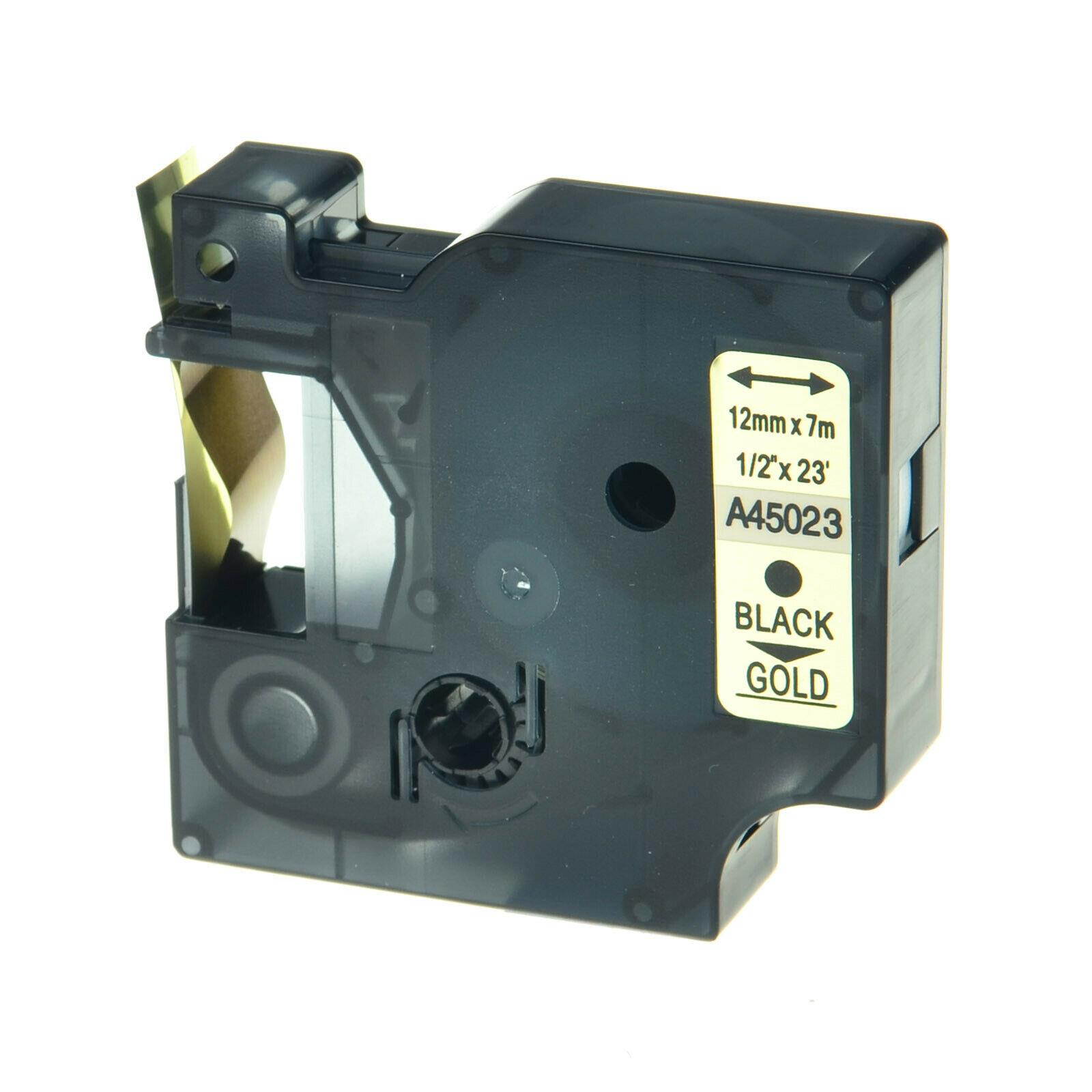 3 Pack Black on Gold Label Tape for Dymo D1 45023 LabelManager High Quality 1/2"