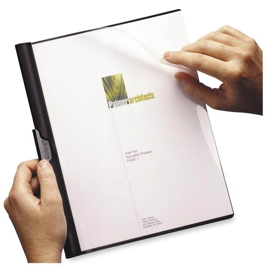 Oxford No-Punch Report Cover, Letter, Holds 30 Pages, Clear/Black 52006
