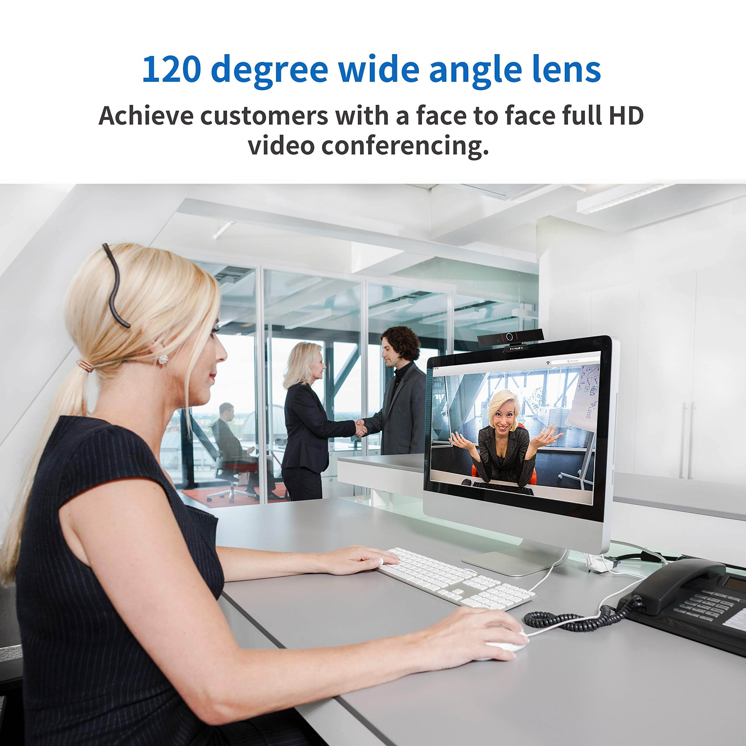 Webcam 3in1 HD 1080p Webcam with Speakerphone and Built-in Mics for skype Business, Video conferencing, Recording, Stream Webcam