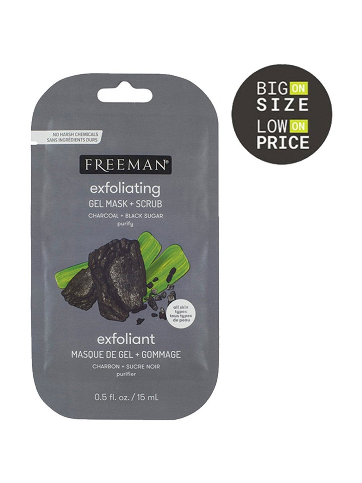 FREEMAN Charcoal + Black Sugar Exfoliating Gel Mask + Scrub - 15 ml