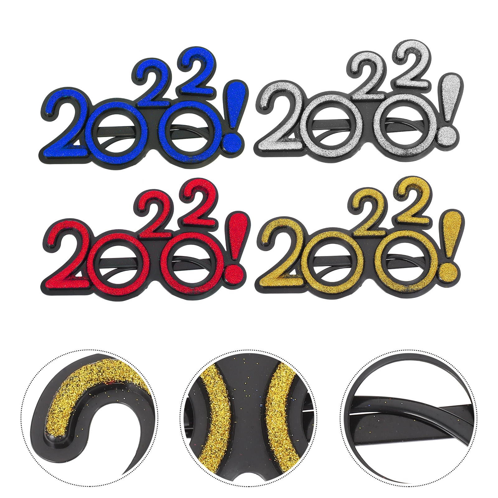 4 Pairs Decorative Practical Durable Celebration Glasses Glasses Decor for New Year Party