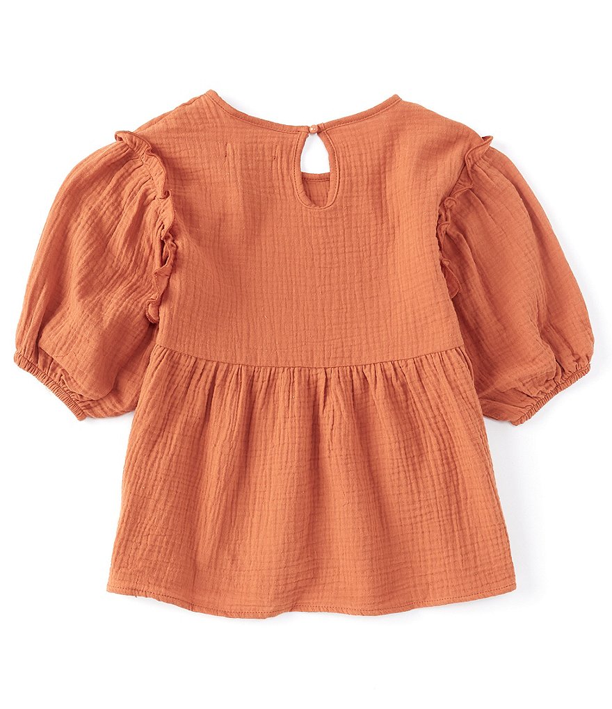 Xtraordinary Big Girls 7-16 Long-Sleeve Dobby Crepe Babydoll Top