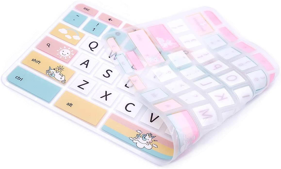 HRH Silicon Keyboard Cover for Lenovo Chromebook C330 11.6" 2019/2018 /ChromebookFlex 11 /Chromebook N20 N21 N22 N23 100e 300e 500e 11.6"/Chromebook N42 N42-20 14 inch,Cartoon Unicorn