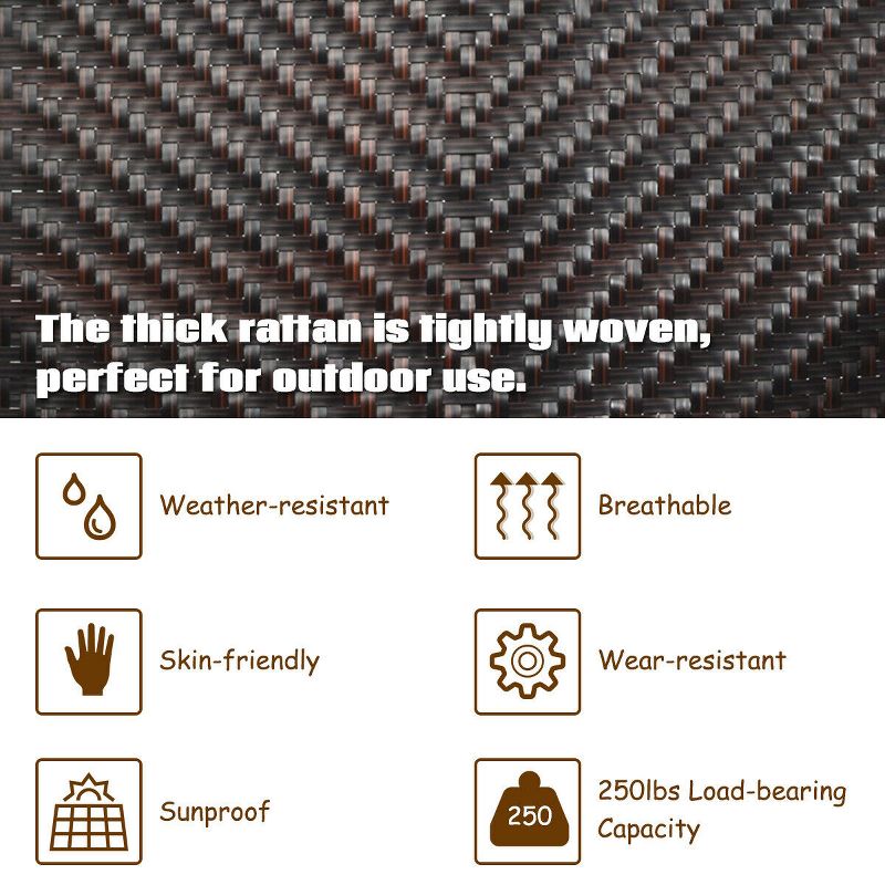 Costway Patio Rattan Folding Lounge Chair Recliner Back Adjustable Beach Yard Pool