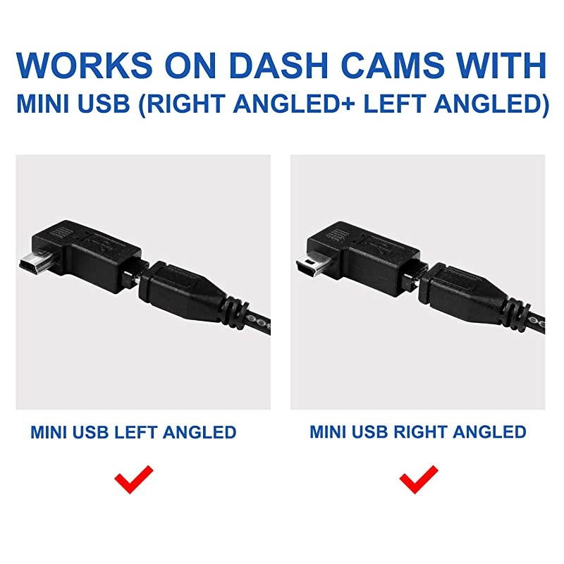 Micro USB & Mini USB Dash Cam &Type-C Hardwire Kit w. Mini(ACS)/LP Mini(ACN)/ATO(ATC or ACU)/Micro2(ACZ) Fuse, Micro to Mini/USB-C Port Adapters & 11.9V Real Battery Drain Protection