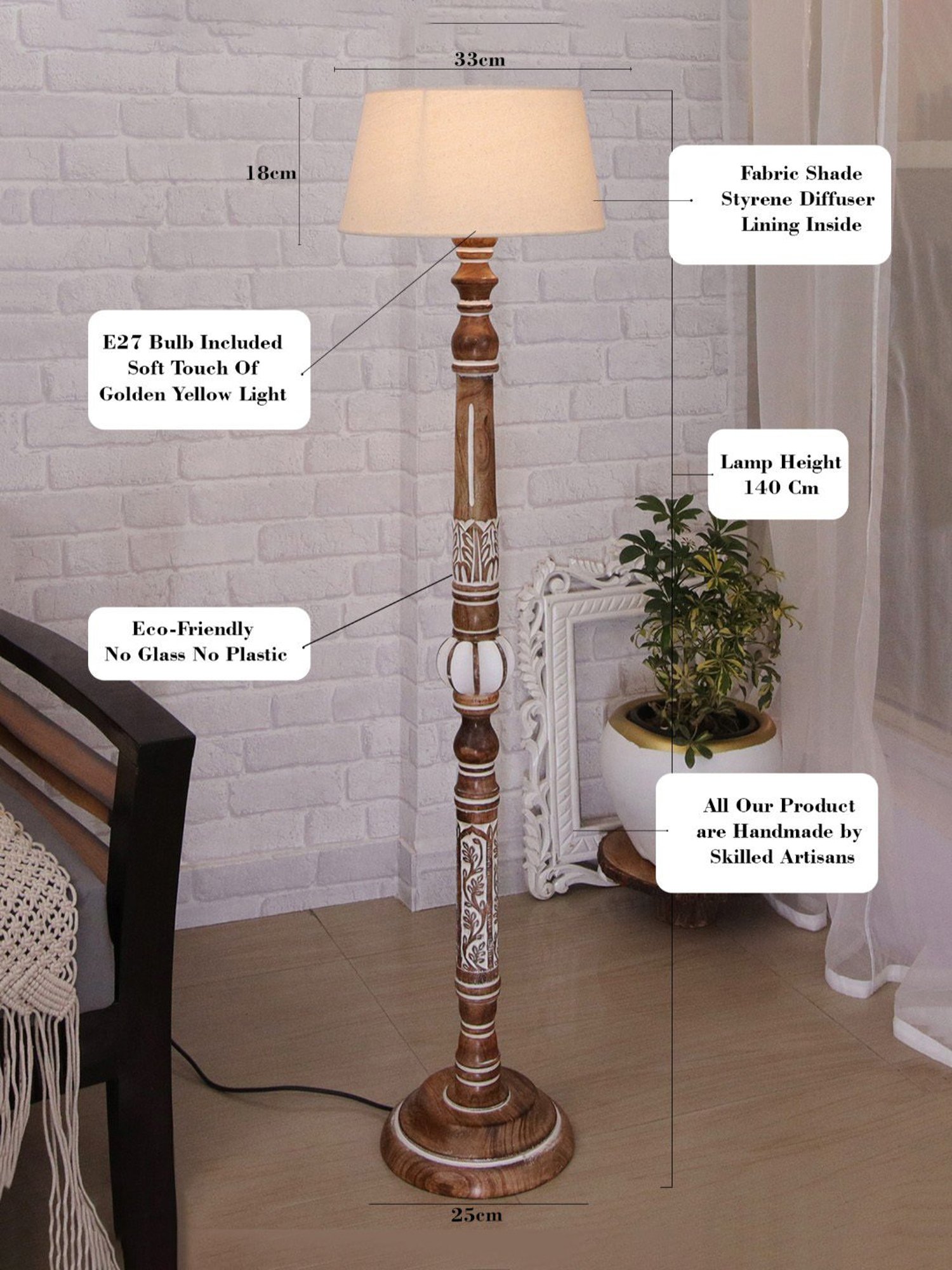 64" x 8.9" x 10.5" Smart Light Full Spectrum Floor Lamp (Includes LED Light Bulb) White - Verilux