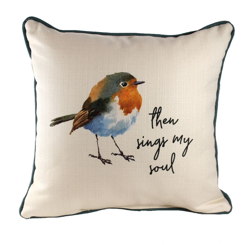 Home Decor 17.0" Then Sing My Soul Robin Pillow Spring Summer  -  Decorative Pillow