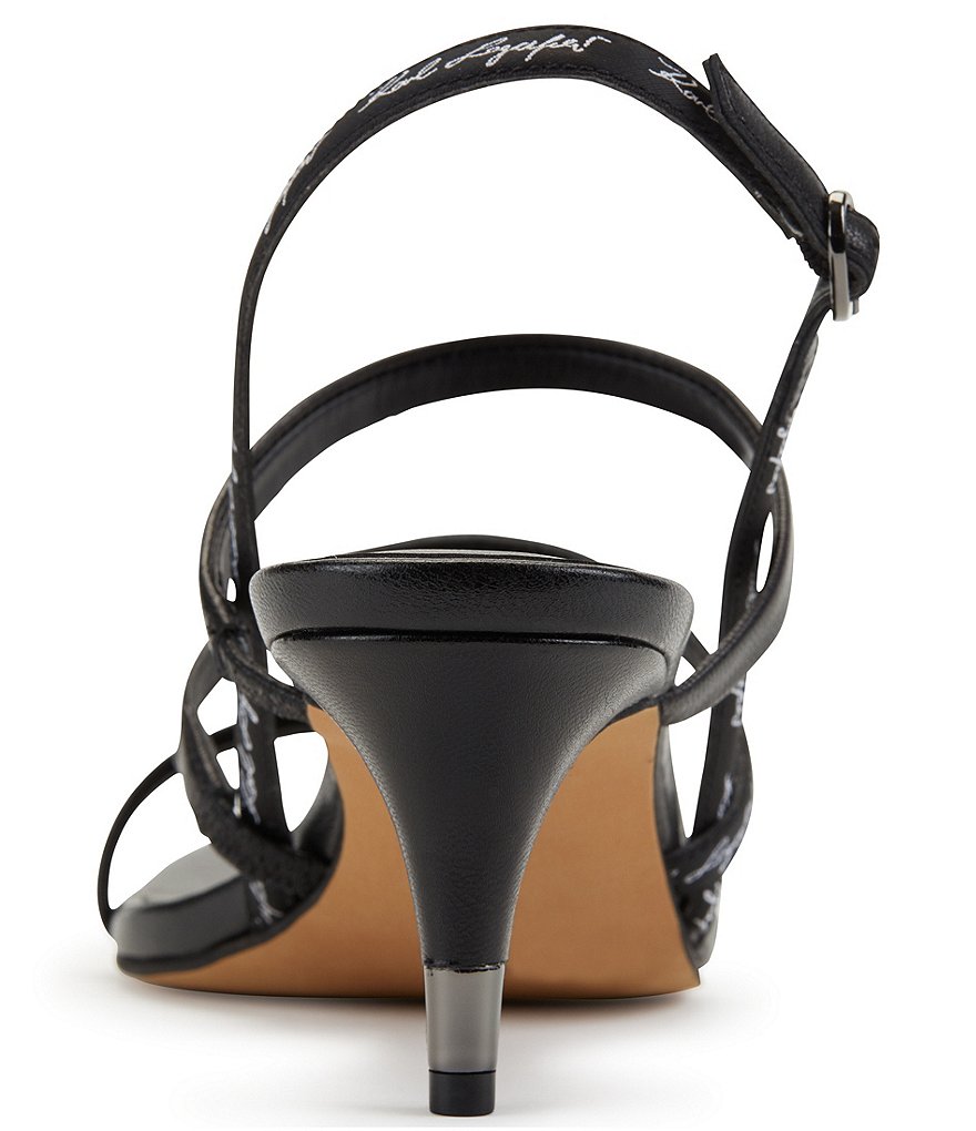 KARL LAGERFELD PARIS Dextra Script Logo Strap Kitten Heel Dress Sandals