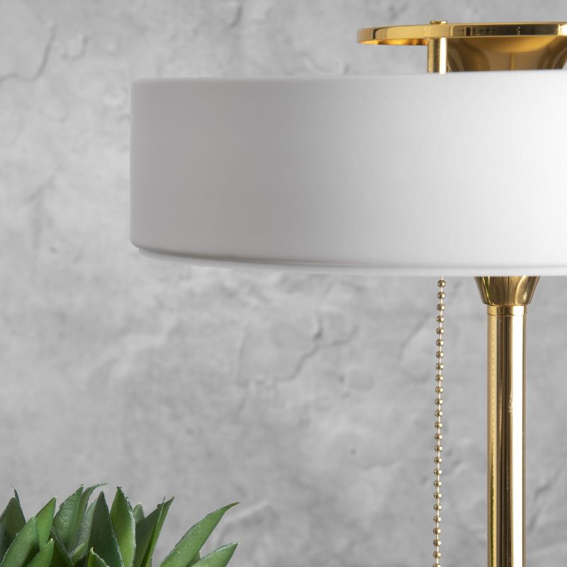 23" Iron/Seeded Glass Axel Farmhouse Industrial Task Lamp (Includes LED Light Bulb) Black - JONATHAN Y