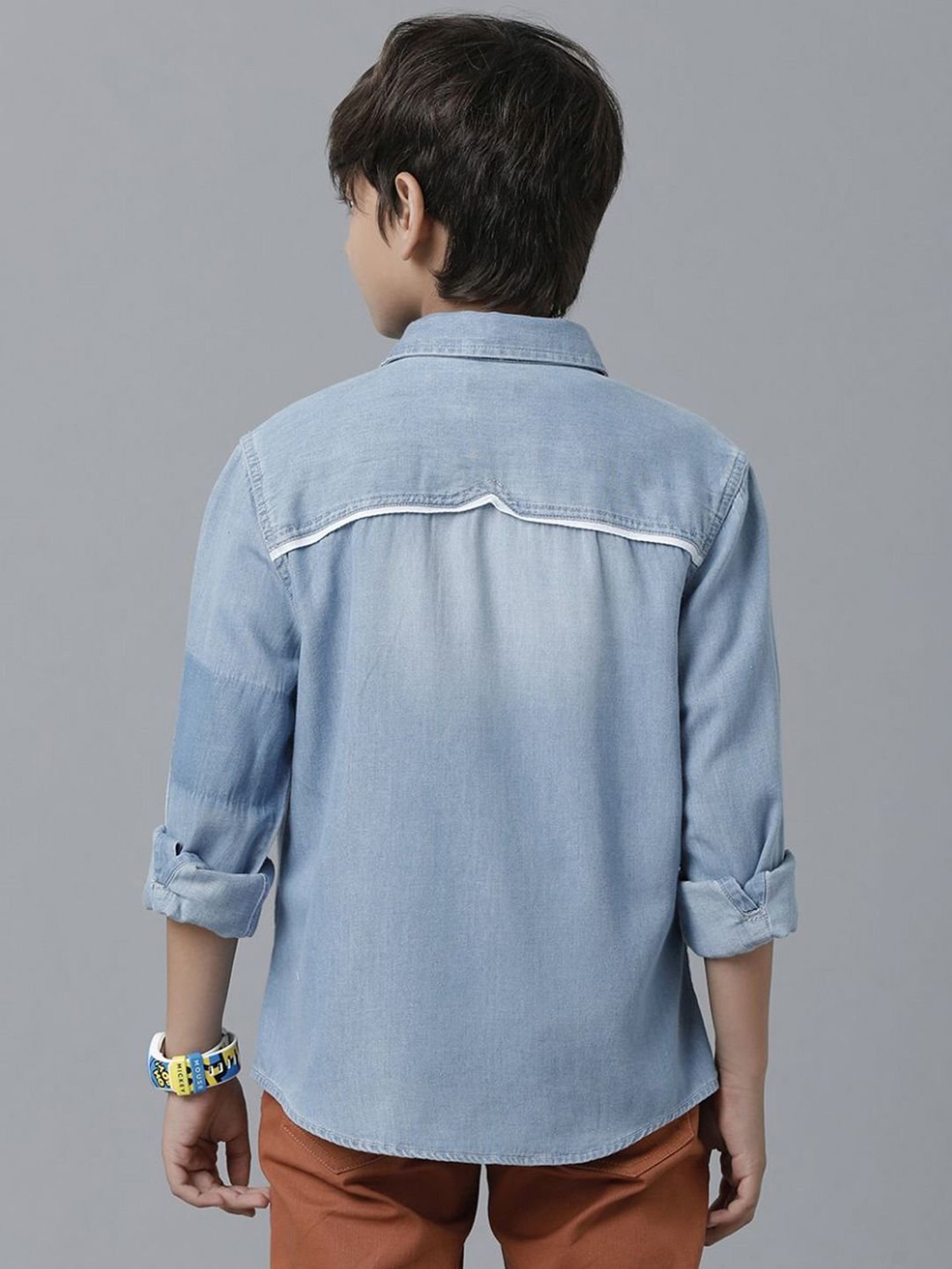 Under Fourteen Only Kids Blue Cotton Regular Fit Full Sleeves Shirt