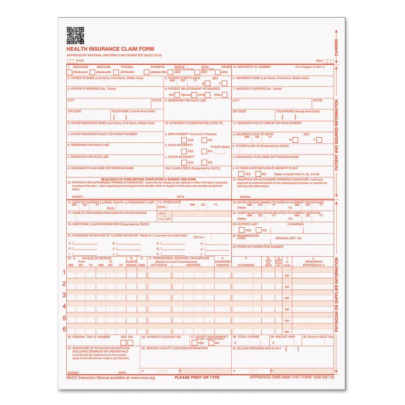 TOPS Centers for Medicare and Medicaid Services Forms 8 1/2 x 11 500 Forms/Pack 50126RV