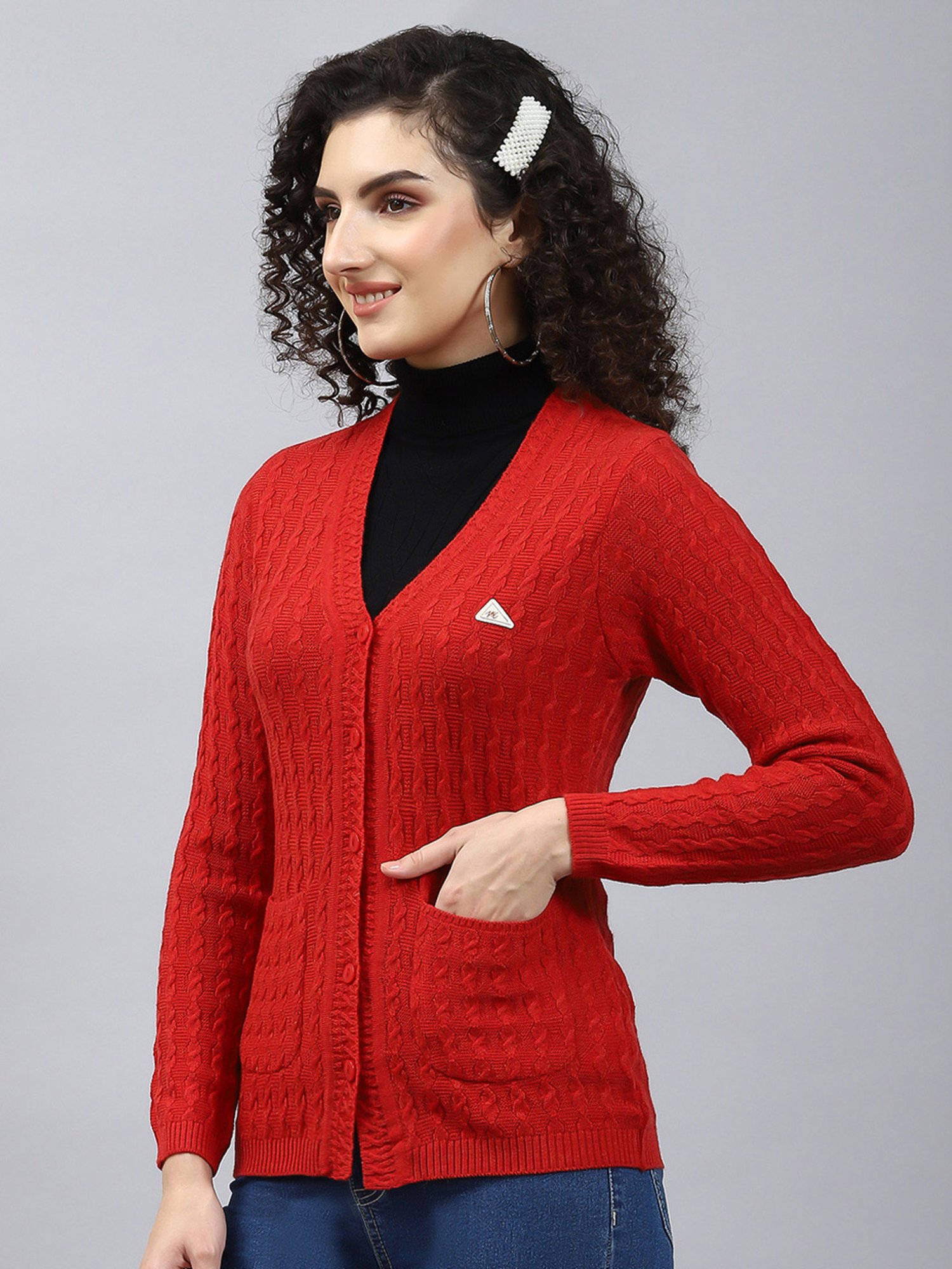 Monte Carlo Red Self Design Cardigan