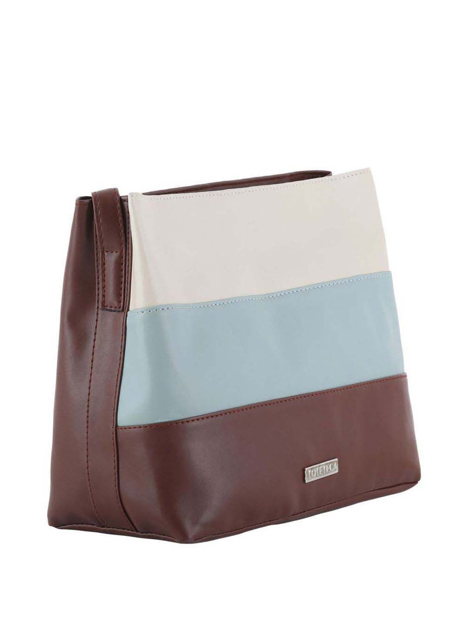 Toteteca Brown Color Block Medium Sling Handbag