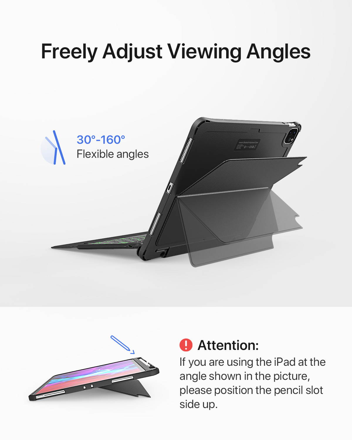 Inateck Backlit Keyboard Case for iPad Pro 12.9 2020/2018, with Kickstand and Pencil Holder, detachable