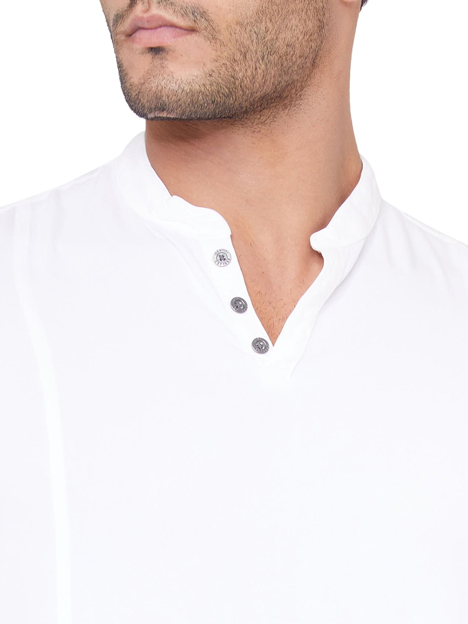 Identiti White Solid Slim Fit Short Kurta