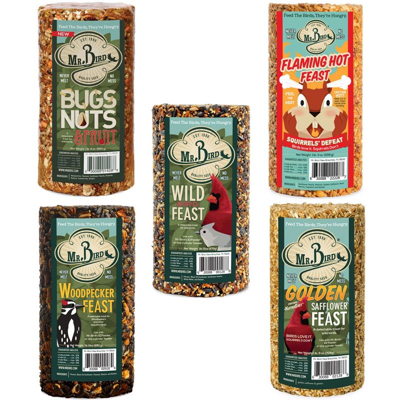 Home & Garden 7.5" Small Cylinder Replacements Set / 5 No Mess Never Melt Mr Bird  -  Bird And Wildlife Food