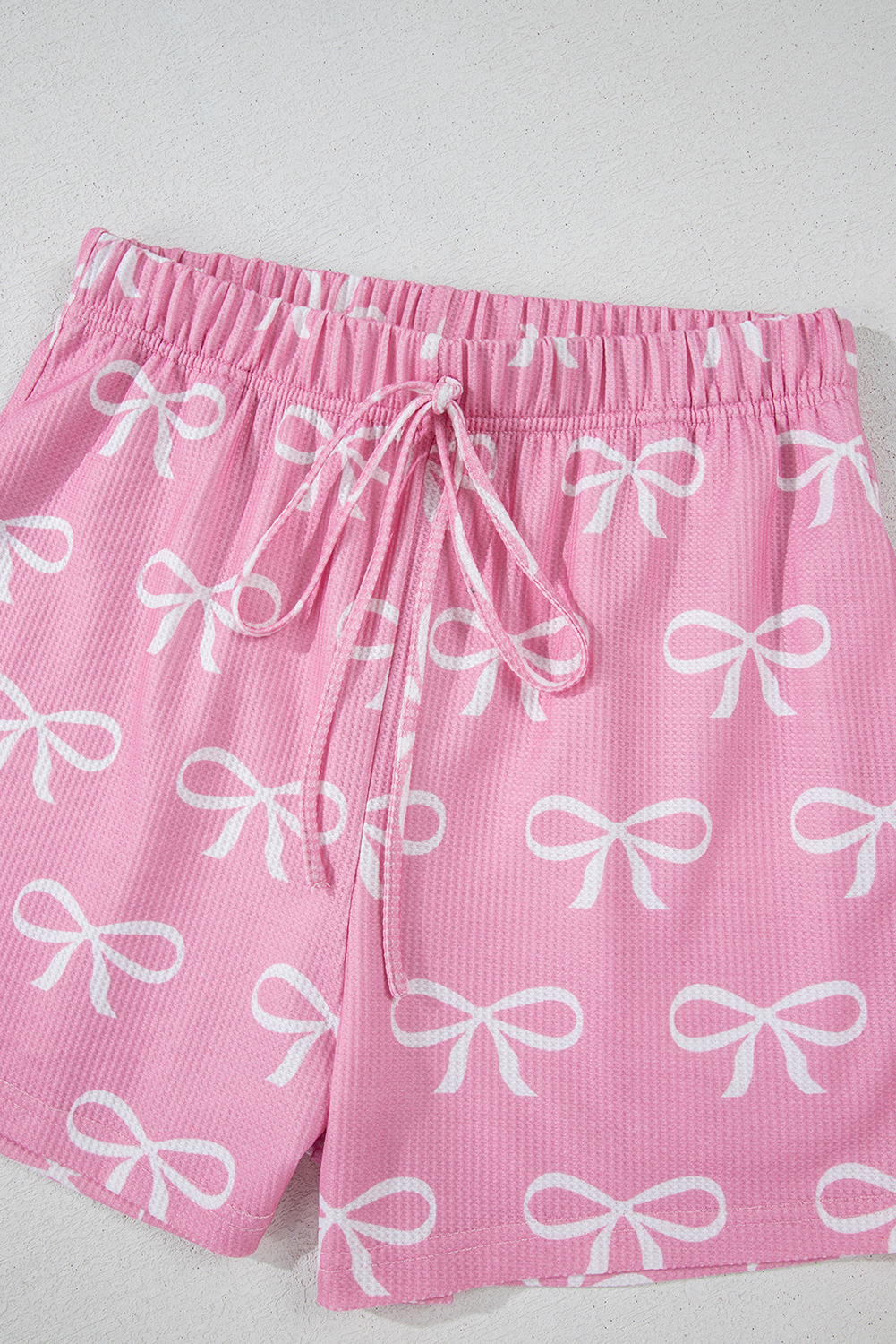 Skobeloff Textured Ruffle Split Top and Drawstring Shorts Set