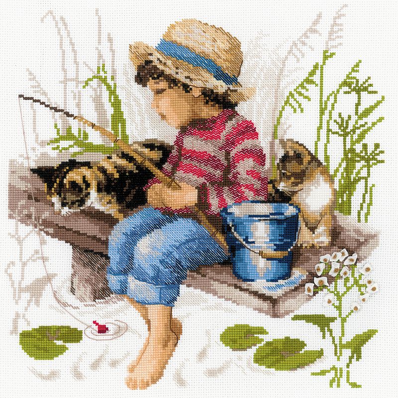 RIOLIS Counted Cross Stitch Kit 11.75"X11.75"-Let's Go Fishing (14 Count)