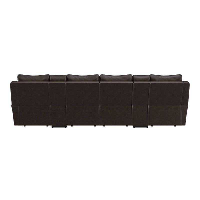 Aaron 4 Seat Tufted Wall Hugger Recliner Sofa with 2 Storage Consoles and USB Ports Renu Leather Coffee Brown - ProLounger