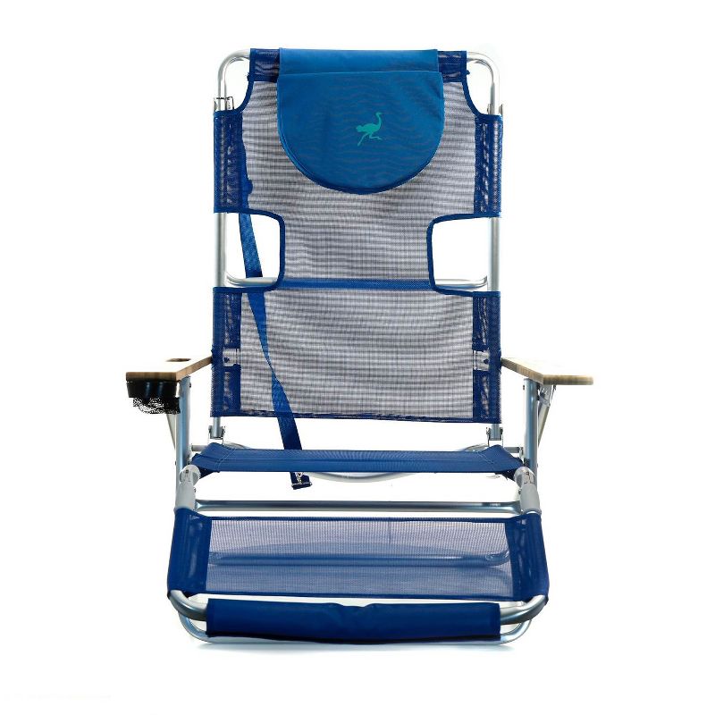 Ostrich 3 N 1 Lightweight Aluminum Frame 5 Position Reclining Beach Chair, Blue