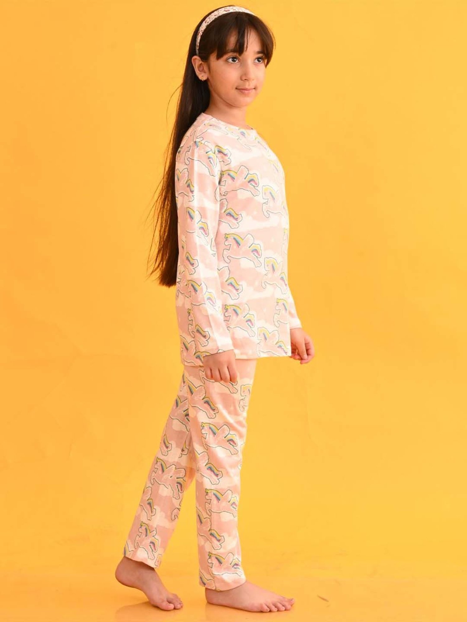 Anthrilo Kids Pink Cotton Printed Full Sleeves T-Shirt & Trouser