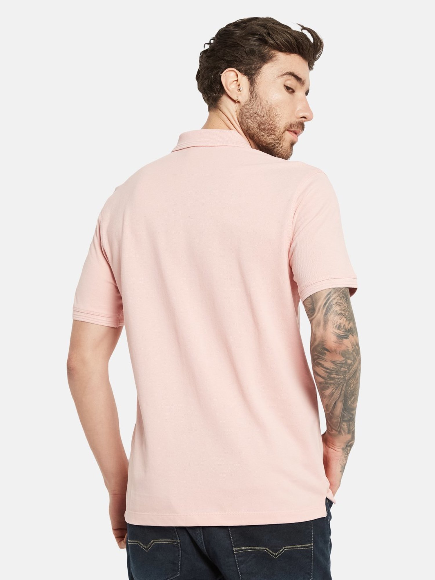 Octave Suede Pink Cotton Regular Fit Polo T-Shirt