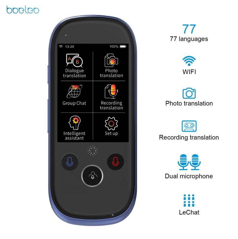 boeleo K1 Pro Smart Voice Translator Device with 2.4 Inch TouchScreen WiFi/Hotspot Connection/Offline Support 77 Languages Instant Two Way Translator Recording/Photo Camera Translation Portable for