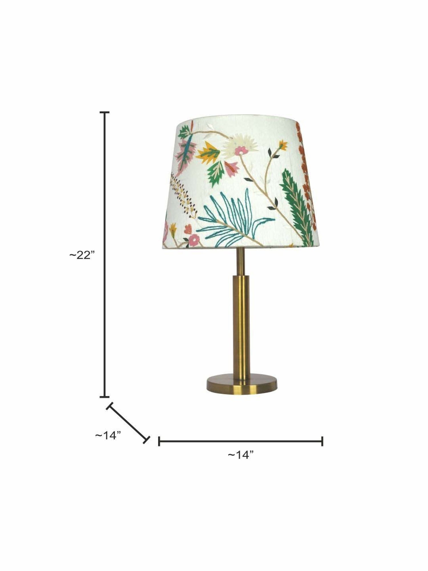 FOS LIGHTING Transitional Brushed Golden & White Steel Table Lamp With Fabric Shade